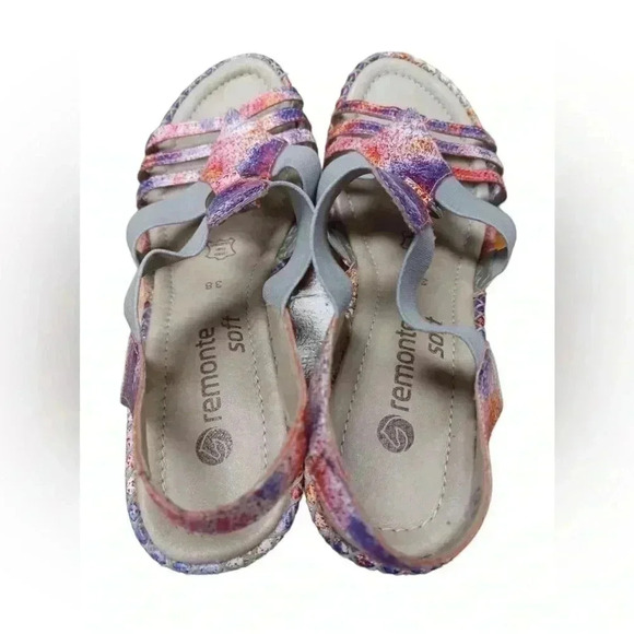 Remonte Metallic Espadrilles Wedge Sling Back Sandals Size 38 - Picture 8 of 8